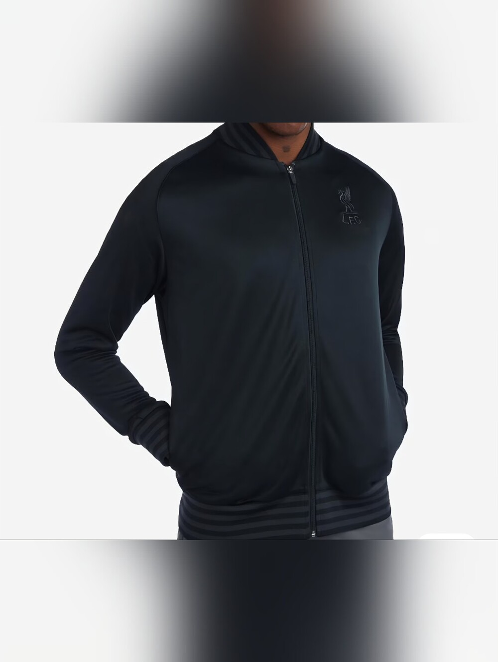 Liverpool Men's Black Full-Zip Lightweight Track Jacket Mens Sz S